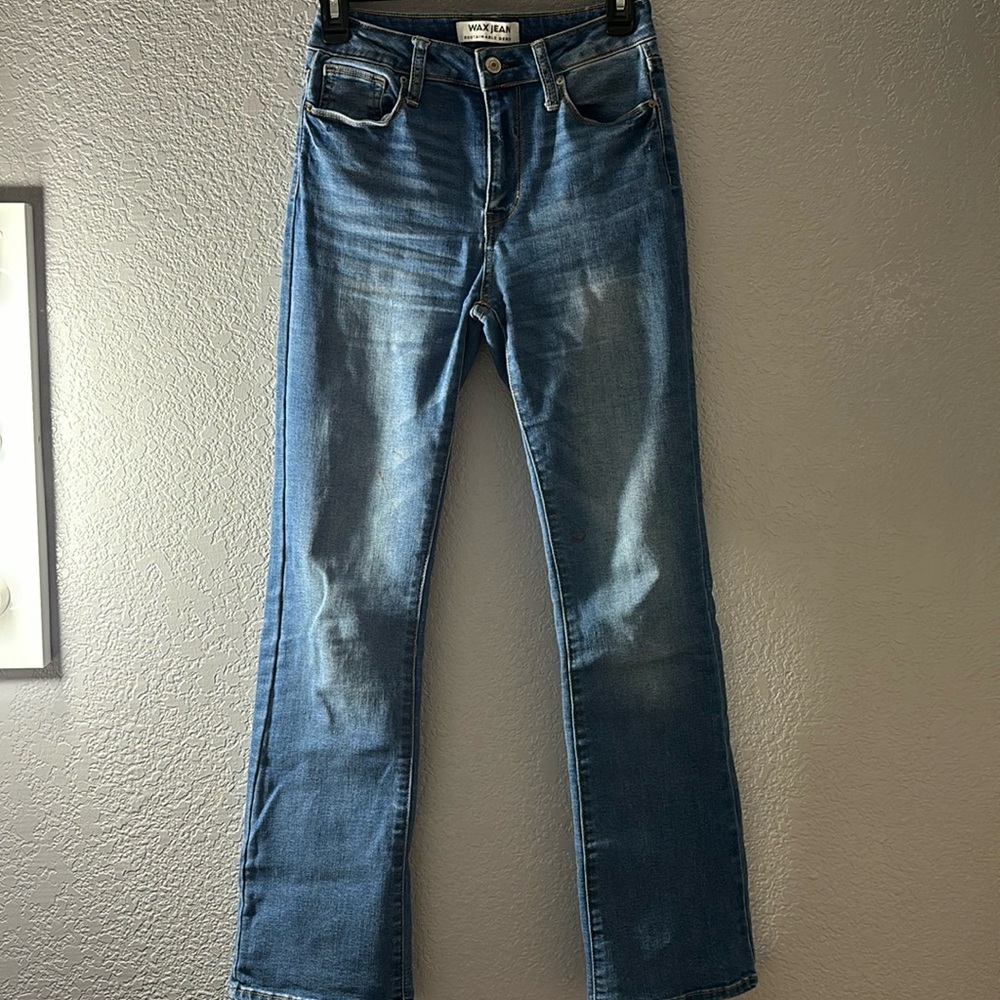 Wax Jean Flare Medium Wash High Rise Jeans